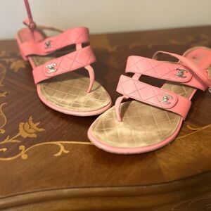 CHANEL Pink Quilted Sandals